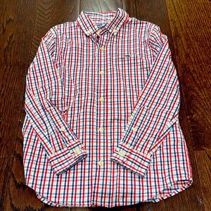 Vineyard vines on the go performance fit blue and red checkered, long sleeve